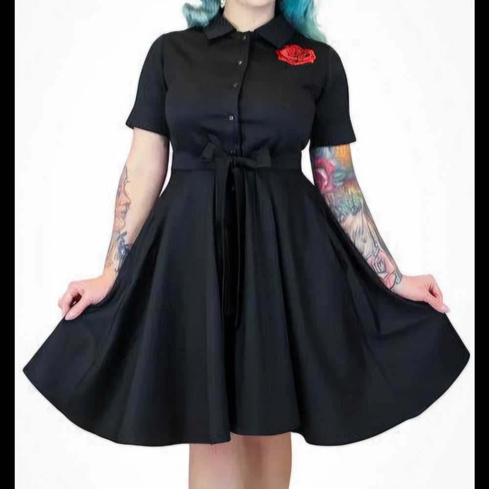 Embroidered Rose Circle Dress